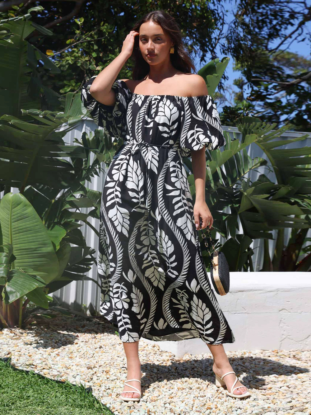 ZARA French Off Shoulder Short Puff Sleeve Tie Waist Boho Vacation Dress